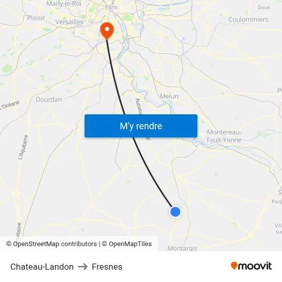 Chateau-Landon to Fresnes map