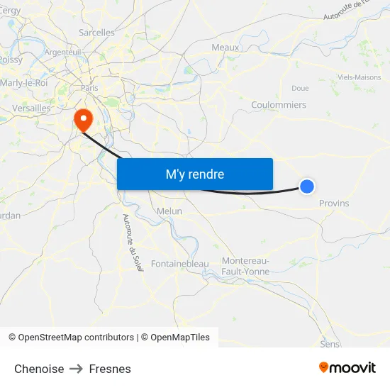 Chenoise to Fresnes map