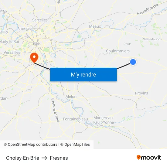 Choisy-En-Brie to Fresnes map
