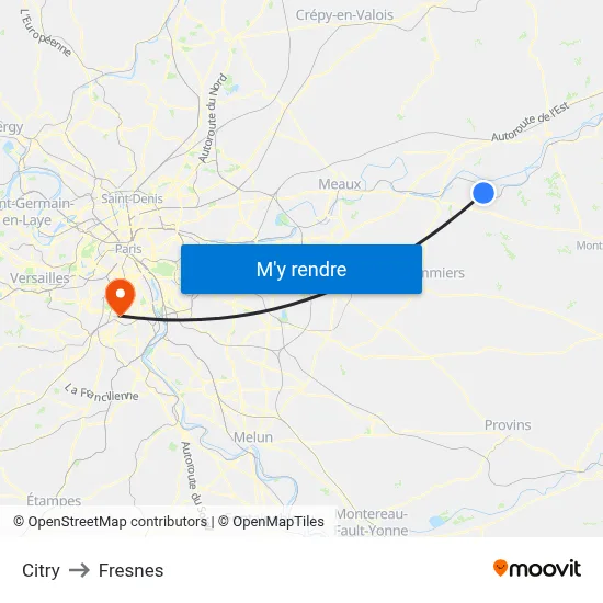 Citry to Fresnes map