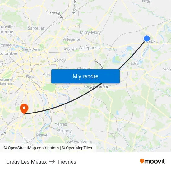 Cregy-Les-Meaux to Fresnes map