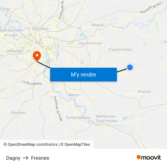 Dagny to Fresnes map