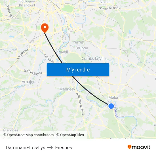 Dammarie-Les-Lys to Fresnes map