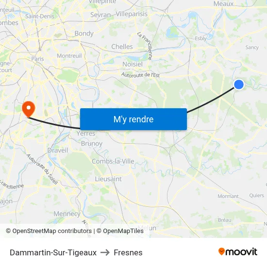 Dammartin-Sur-Tigeaux to Fresnes map