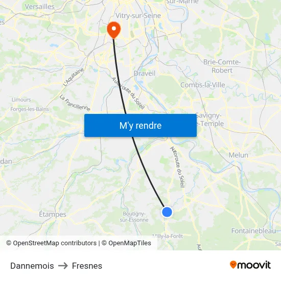 Dannemois to Fresnes map