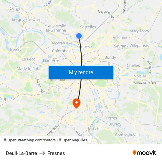 Deuil-La-Barre to Fresnes map