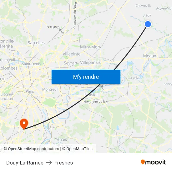 Douy-La-Ramee to Fresnes map