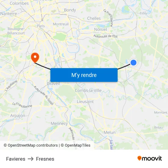 Favieres to Fresnes map