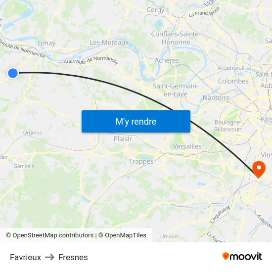 Favrieux to Fresnes map