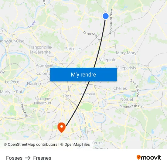 Fosses to Fresnes map