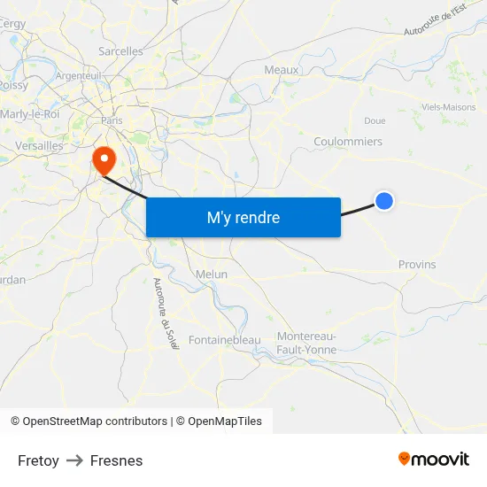Fretoy to Fresnes map