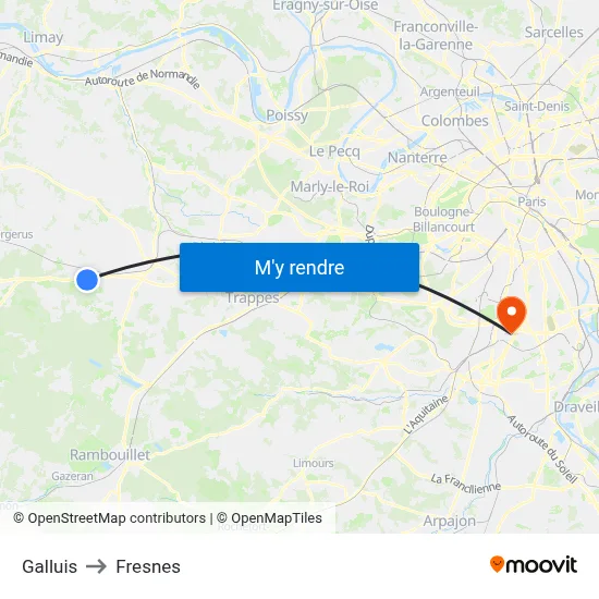 Galluis to Fresnes map