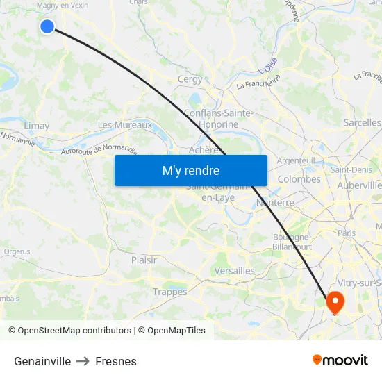 Genainville to Fresnes map