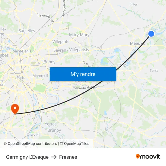 Germigny-L'Eveque to Fresnes map