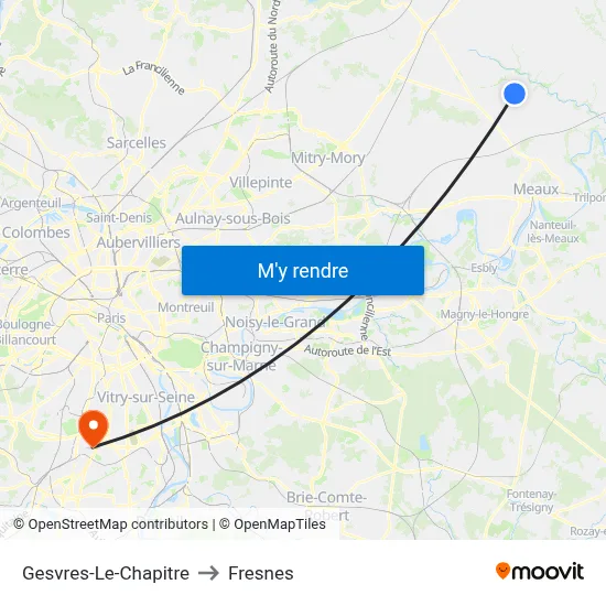 Gesvres-Le-Chapitre to Fresnes map
