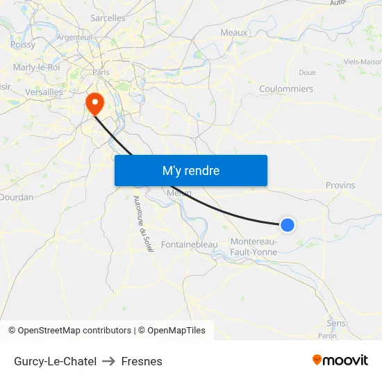 Gurcy-Le-Chatel to Fresnes map