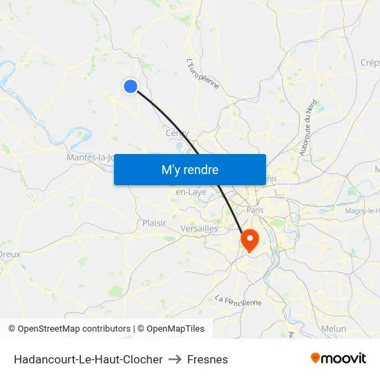Hadancourt-Le-Haut-Clocher to Fresnes map