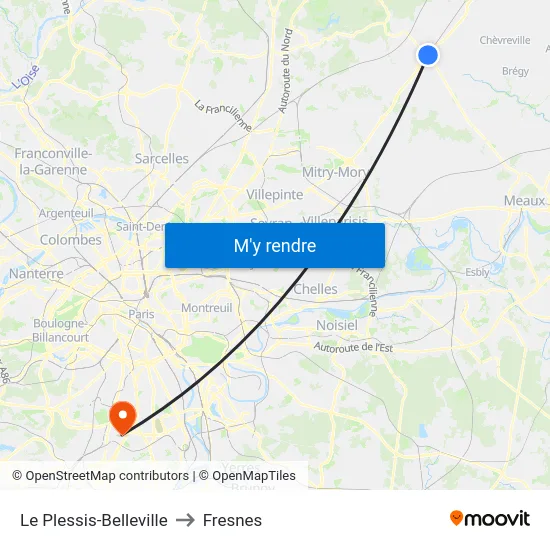 Le Plessis-Belleville to Fresnes map