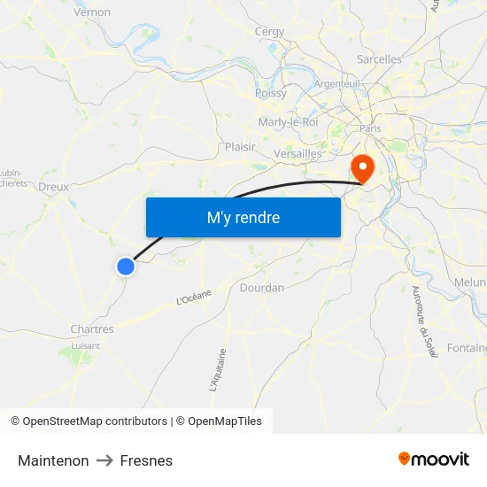 Maintenon to Fresnes map