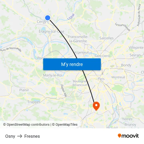 Osny to Fresnes map