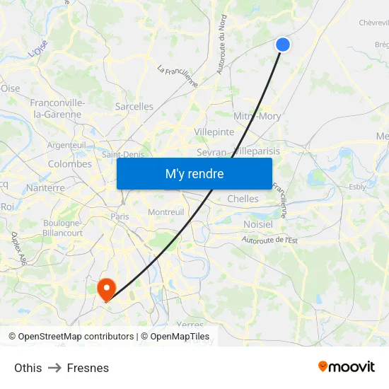 Othis to Fresnes map