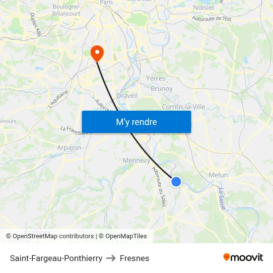 Saint-Fargeau-Ponthierry to Fresnes map