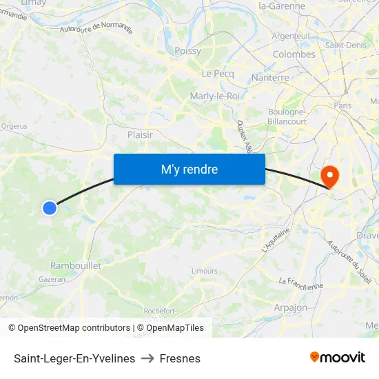 Saint-Leger-En-Yvelines to Fresnes map