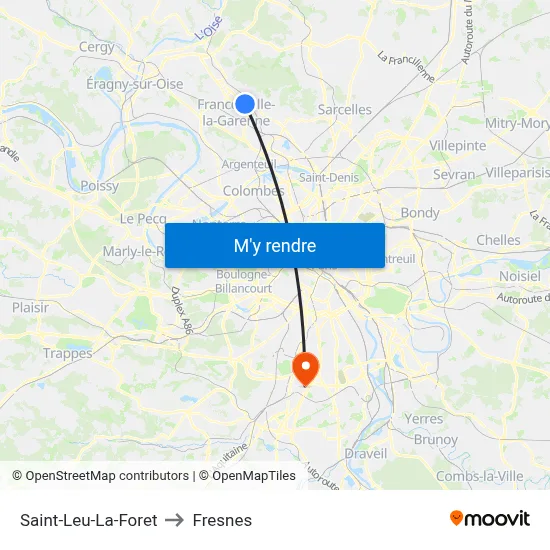 Saint-Leu-La-Foret to Fresnes map