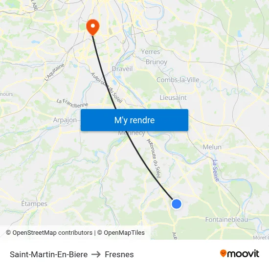 Saint-Martin-En-Biere to Fresnes map
