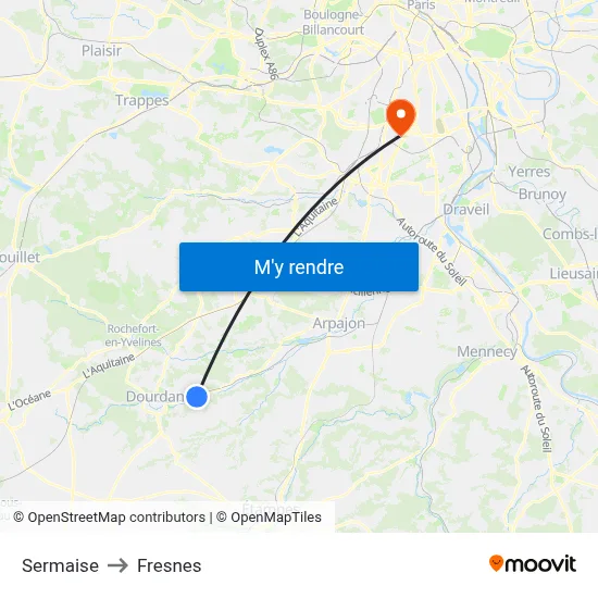 Sermaise to Fresnes map