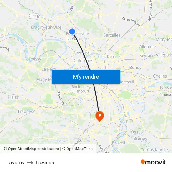 Taverny to Fresnes map