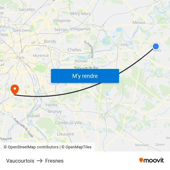 Vaucourtois to Fresnes map