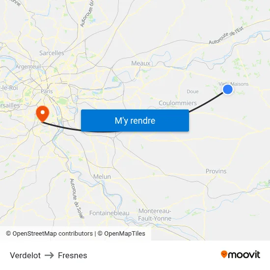 Verdelot to Fresnes map