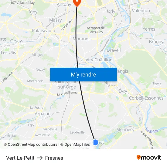 Vert-Le-Petit to Fresnes map
