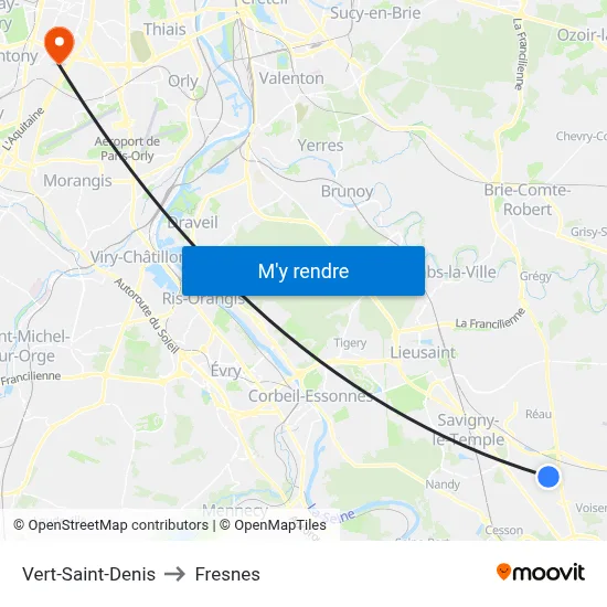 Vert-Saint-Denis to Fresnes map