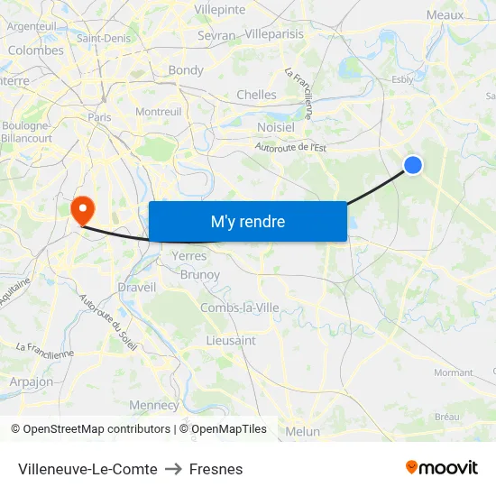 Villeneuve-Le-Comte to Fresnes map