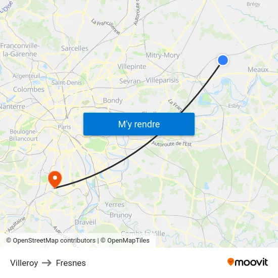 Villeroy to Fresnes map