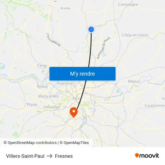 Villers-Saint-Paul to Fresnes map