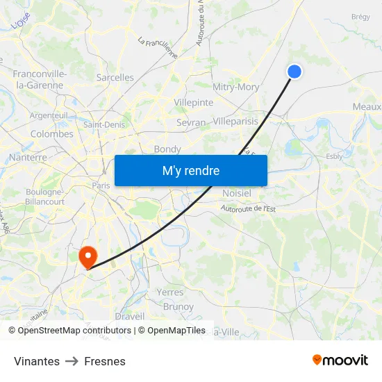 Vinantes to Fresnes map