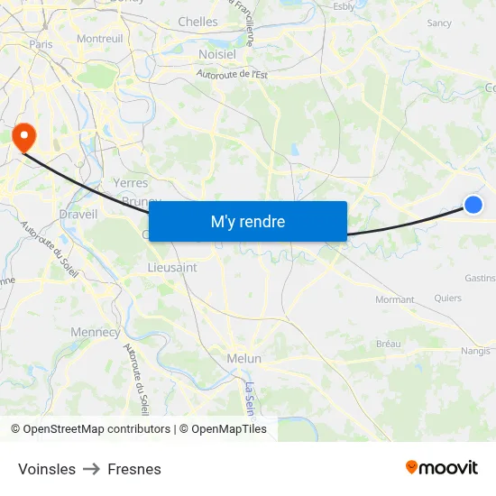 Voinsles to Fresnes map