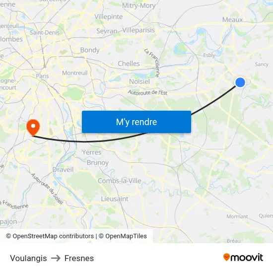 Voulangis to Fresnes map