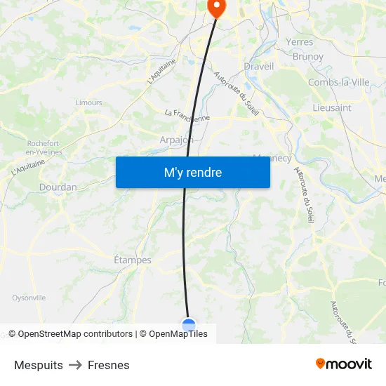 Mespuits to Fresnes map