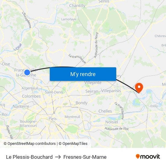 Le Plessis-Bouchard to Fresnes-Sur-Marne map