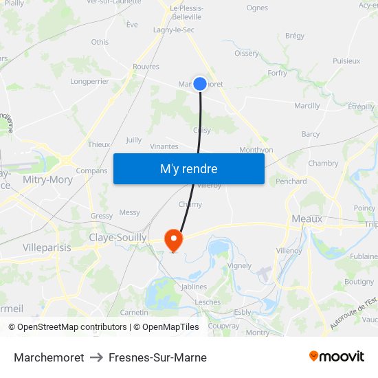 Marchemoret to Fresnes-Sur-Marne map