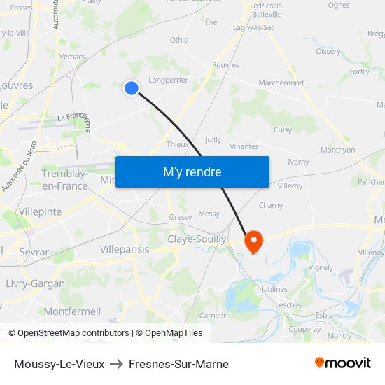 Moussy-Le-Vieux to Fresnes-Sur-Marne map