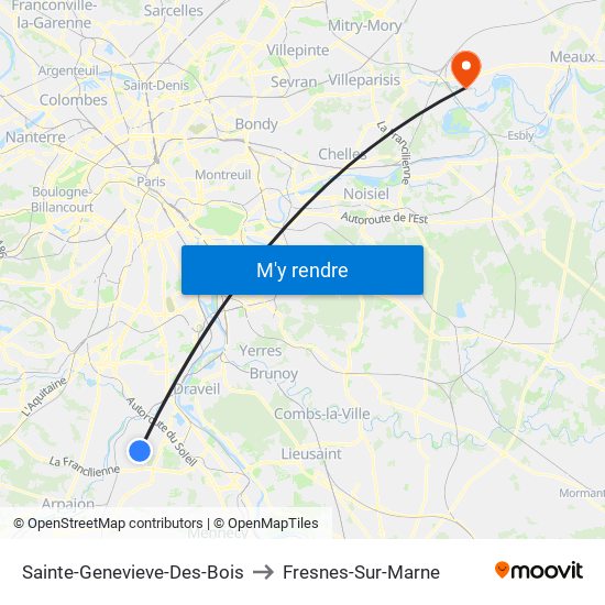 Sainte-Genevieve-Des-Bois to Fresnes-Sur-Marne map