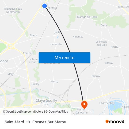 Saint-Mard to Fresnes-Sur-Marne map