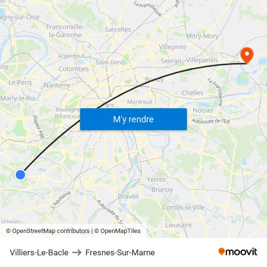 Villiers-Le-Bacle to Fresnes-Sur-Marne map