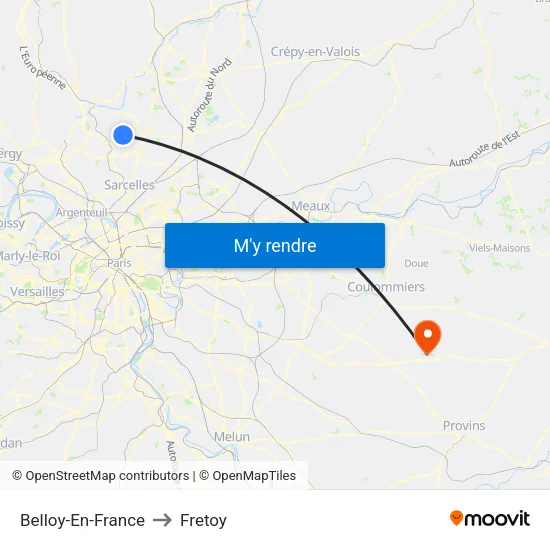 Belloy-En-France to Fretoy map