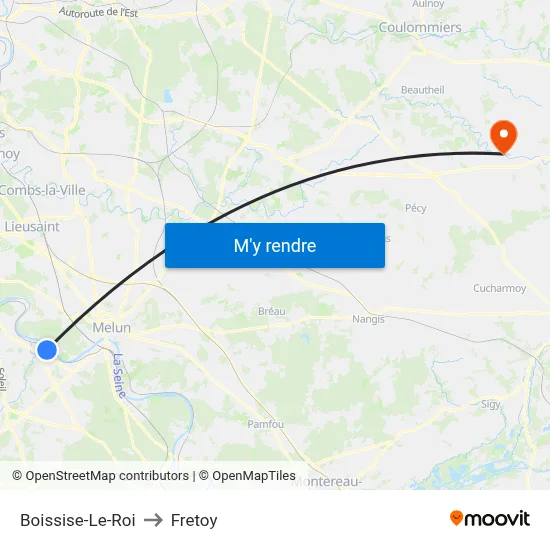 Boissise-Le-Roi to Fretoy map